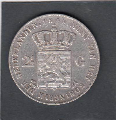 Beschrijving: 2 1/2 Gulde WILLEM II Lelie met parel